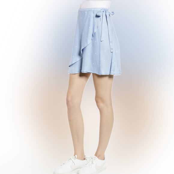 Volcom Sky Blue Mini Skirt with Dots - Picture 5 of 9